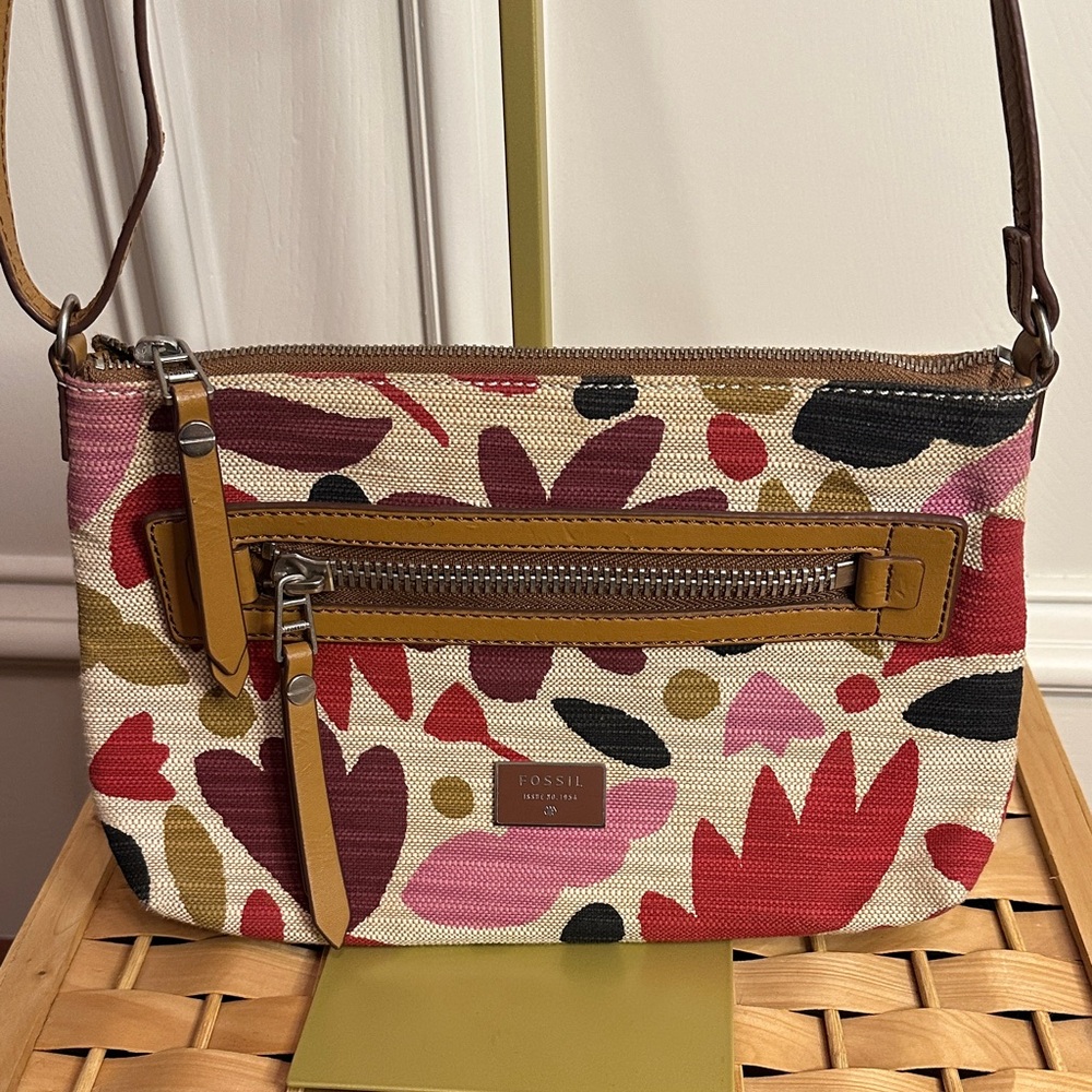 Fossil Women's Mini Dawson Floral Canvas Crossbody Bag